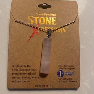 Rose quartz silvertone adjustable necklace. 16-18 in promotes love harmony NWT